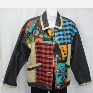 Vtg Carole Little Sport Jacket Patchwork